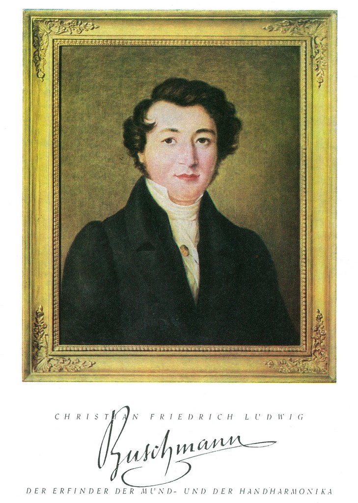 Painted portrait of Christian Friedrich Ludwig Buschmann, inventor of the harmonica