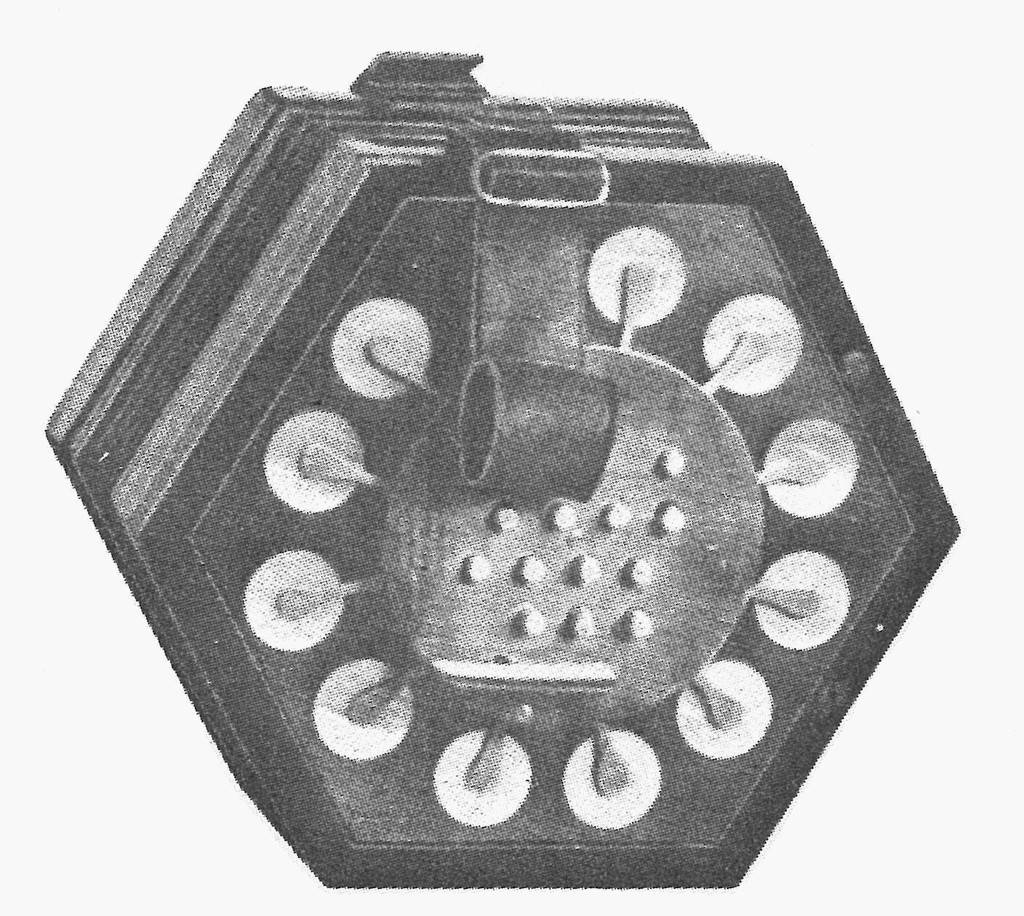 Engraving of a hexagonal concertina, Charles Wheatstone's bellows symphonium